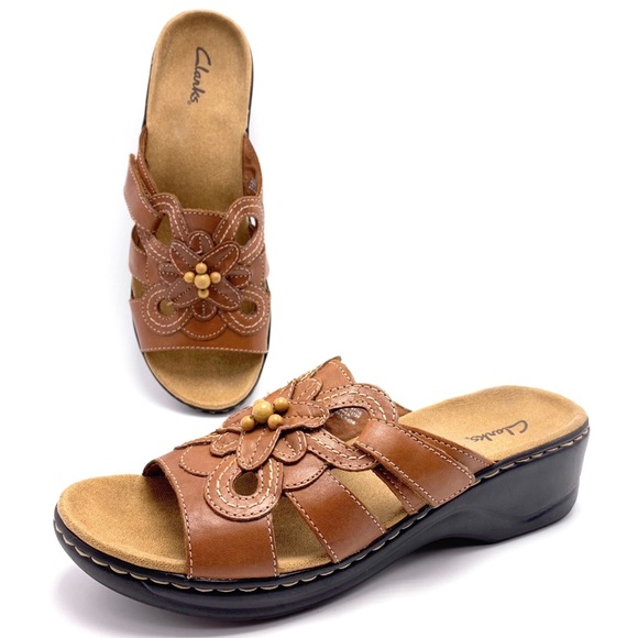 clarks brown leather sandals